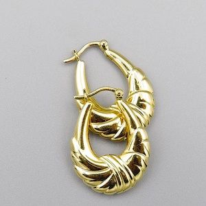 Vintage 14k Yellow Gold Puffy Hoop Earrings 1” x 3/4” 2.6 Grams